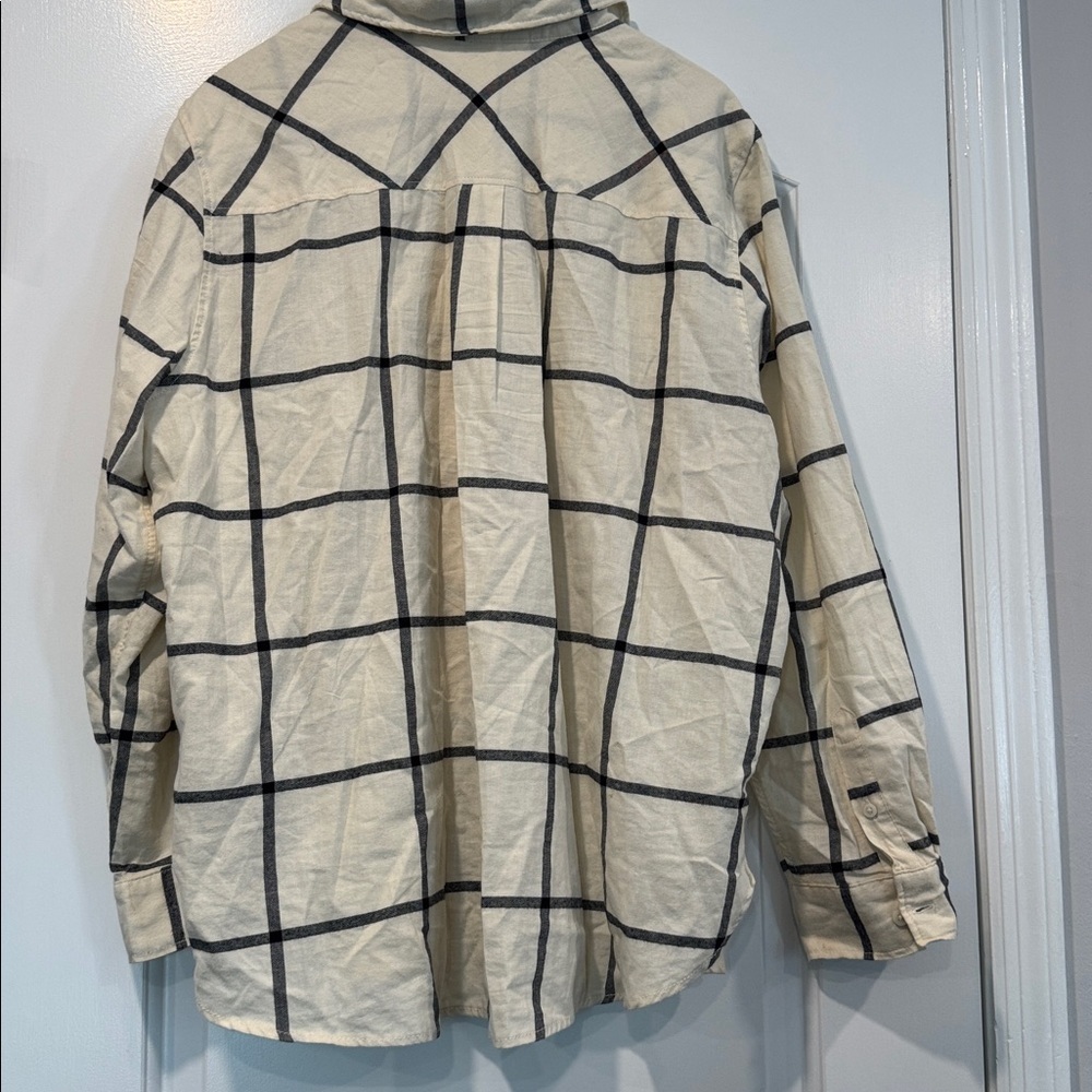 H&M Cream/black plaid cotton flannel Size XL - Picture 2 of 8